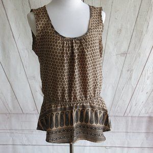 Mendocino Paisley Print Tie Back Sleeveless Peplum Top Blouse - Size Medium